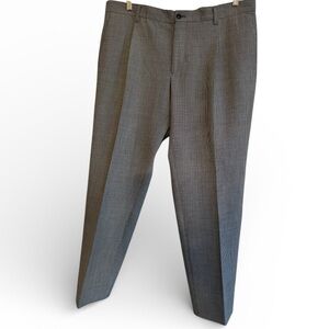 Giorgio Armani Mens Dress Pants Gray Micro Check Virgin Wool Italy